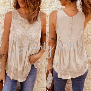 Boho Lace Crochet Applique Sleeveless Top